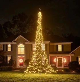 Fairybell vlaggenmast kerstboom - 600 cm - 900 warm witte ledlampjes - inclusief vlaggenmast