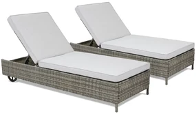 Set van twee kunststof rotan ligbedden Tobago Garden Point grijs