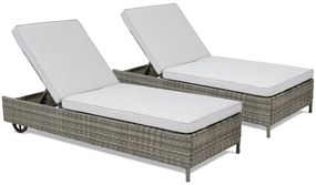 Set van twee kunststof rotan ligbedden Tobago Garden Point grijs