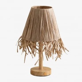 Draadloze tafellamp in Nozaine Wood Natuurlijk - Sklum