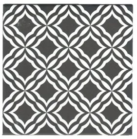 Terre d'Azur Penedes vloertegel met decor 20x20cm wit/zwart - per 25 stuks