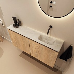 Mondiaz Ture DLux toiletmeubel 100cm washed oak met wastafel ostra rechts zonder kraangat