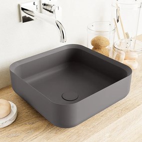 Mondiaz Binx Solid Surface waskom 36x36cm dark grey