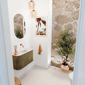 Mondiaz Joya DLux 75cm toiletmeubel ronding links/rechts dusk met wastafel faye midden zonder kraangat meli