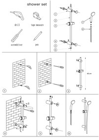 Differnz glijstangset met handdouche en doucheslang chroom