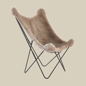 Vlinderstoel Taupe Bont