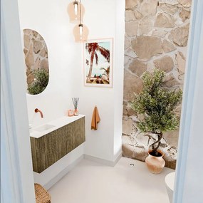Mondiaz Joya 90cm toiletmeubel dusk met wastafel faye links zonder kraangat talc