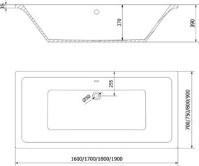 Mexen Cube rechthoekig bad 160 x 70 cm met ombouw, wit - 55051607000X