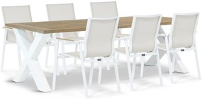 Tuinset 6 personen 240 cm Aluminium/textileen Wit Lifestyle Garden Furniture Fiora/Cardiff