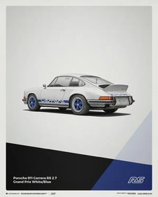 Porsche 911 RS - 1973 - White Kunstdruk, (40 x 50 cm)