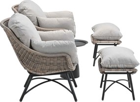 Garden Impressions Selene loungestoelen vintage willow - Mati bijzettafel Ø50x48 cm