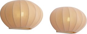 Set van 2 wandlampen beige met stoffen kap - Bida
