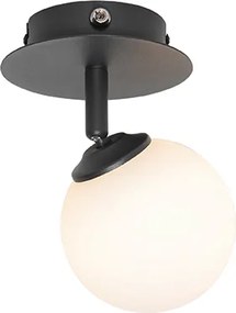 Moderne spot zwart met opaal glas met schakelaar - Athens