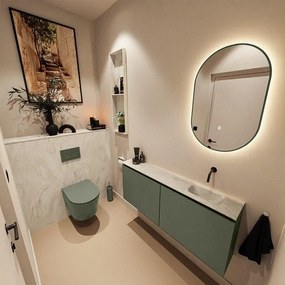 MONDIAZ TURE-DLUX 120cm toiletmeubel Army. EDEN wastafel Ostra positie rechts. Zonder kraangat. TUREDX120ARMR0OST