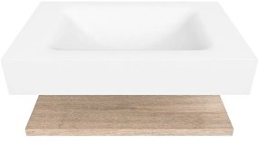 Zaro Alan badmeubel 70cm met planchet washed oak en vrijhangende wastafel cloud midden zonder kraangat talc