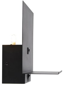 Moderne wandlamp zwart incl. USB-aansluiting - Flero