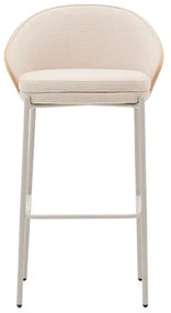Kave Home Eamy Hoge Barkruk Met Houten Rugleuning Naturel/beige