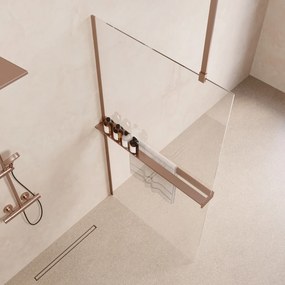 Saniclear Bright inloopdouche 100cm met handdoekhouder en helder glas geborsteld koper