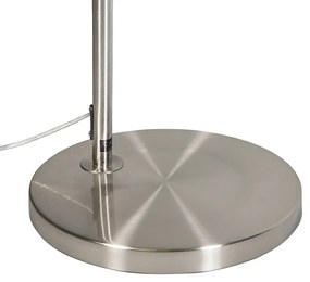 Moderne booglamp staal met witte stoffen kap - Arc Basic