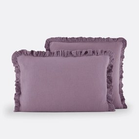 Effen kussensloop in tetra, met volant, Kumla