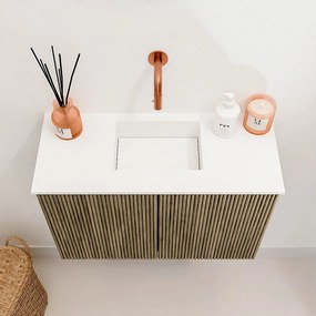 Mondiaz Joya 60cm toiletmeubel dusk met wastafel faye midden zonder kraangat talc