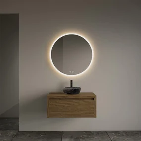 Gliss Design Ares badmeubel 60cm castle brown met rivierstenen waskom