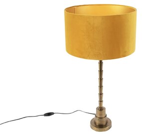 Art Deco tafellamp met velours kap geel 35 cm - Pisos Art Deco E27 cilinder / rond Binnenverlichting Lamp