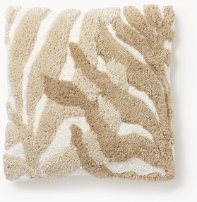 Katoenen kussenhoes Sela met getuft plantenmotief