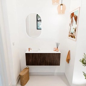 Mondiaz Joya 100cm toiletmeubel walnut met wastafel faye links 1 kraangat talc