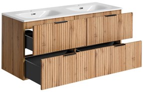 Comad Adele Oak badkamermeubel 120cm eiken met dubbele wastafel 2 kraangaten