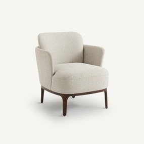 Fauteuil in notenhout en getextureerde stof, Jabote