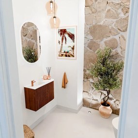 Mondiaz Joya 60cm toiletmeubel ronding rechts ruby met wastafel faye links 1 kraangat talc