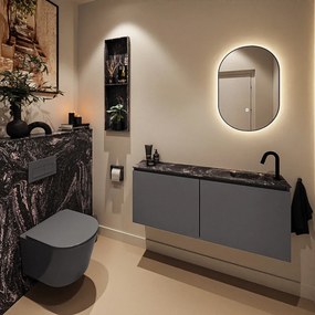 Mondiaz Ture DLux toiletmeubel 120cm dark grey met wastafel lava rechts met kraangat