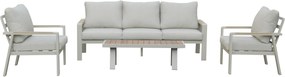Lola stoel bank loungeset 4 delig latte zand aluminium teaktafel
