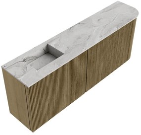 Mondiaz Joya DLux 110cm toiletmeubel ronding rechts dusk met wastafel faye links zonder kraangat glace