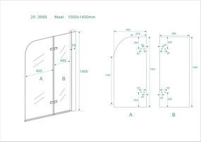 Mueller Clap badwand 2-delig 100x140 anti-kalk