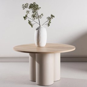Salontafel Met Cilindervormige Poten Whitewash - 80 X 80cm.