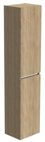 Thebalux Type badkamerkast 35x29x165cm 2 linksdraaiende deuren met softclose greeploos Greeplijst aluminium MDF/spaanderplaat oak grain 7TY35033OG