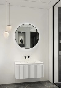 Fontana Lento wit badkamermeubel ribbelfront met witte wastafel 80cm zonder kraangat