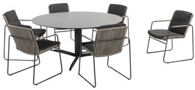 Embrace Parma dining tuinset 160 cm rond 7 delig taupe 4 Seasons Outdoor