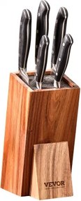 VEVOR Messenblok 175 x 110 x 250 mm Messenblokset, Houten blok voor koksmessen, Slijpstaaf en schaar, Messenhouder Universeel messenblok Schuin ontwerp, Vintage Duurzaam messenblok