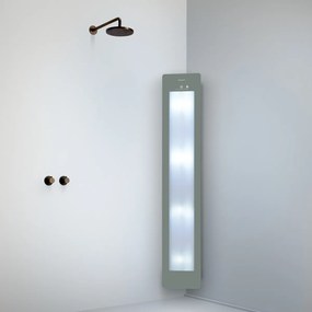 Sunshower Round Plus Large Organic Grey infraroodlamp en UV 33x185x10cm hoekopbouw