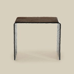 Glazen Bijzettafel Retro Bruin - 50 X 45cm.