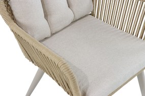 Tuinset 4 personen 130 cm Aluminium/wicker Taupe Coco Custa/Montana