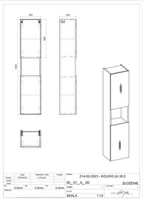 Comad Nova Oak hoge kast 30x25x140cm eiken