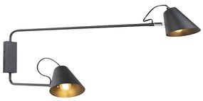Smart moderne wandlamp zwart 2-lichts verstelbaar incl. Wifi A60 - Lune