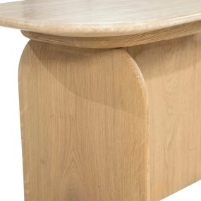 Ovale Bijzettafel Travertin - 60 X 38cm.