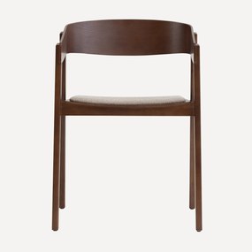 Walnoot Eetkamerstoel Met Beige Stof