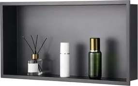 VEVOR Douchenis, 10,16 x 33,02 x 63,5 cm Wandnis, Zeep- en shampoo-opberger van roestvrij staal, duurzaam en eenvoudig te installeren, zwart voor de badkamer