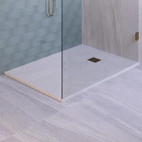 BRAUER Relievo Crag Douchebak 140x90cm antislip antibacterieel mineraalmarmer mat wit DB-RC90X140W